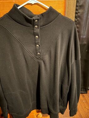 Time and Tru Black Pullover Hoodie with Snap Button Placket